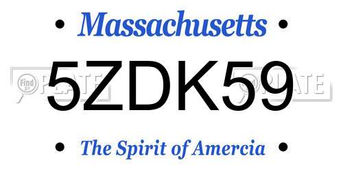 5ZDK59 Massachusetts License Plate