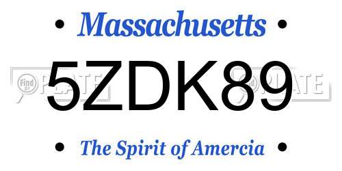 5ZDK89 Massachusetts License Plate