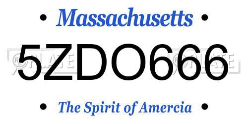 5ZDO666 Massachusetts License Plate