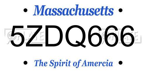5ZDQ666 Massachusetts License Plate