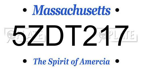 5ZDT217 Massachusetts License Plate