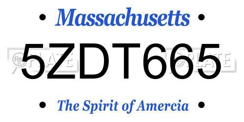 5ZDT665 Massachusetts License Plate