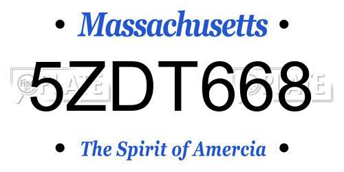 5ZDT668 Massachusetts License Plate
