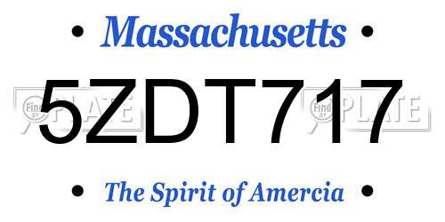 5ZDT717 Massachusetts License Plate