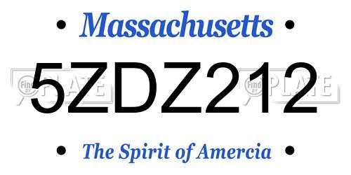 5ZDZ212 Massachusetts License Plate