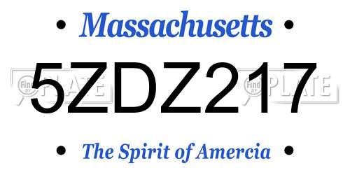 5ZDZ217 Massachusetts License Plate