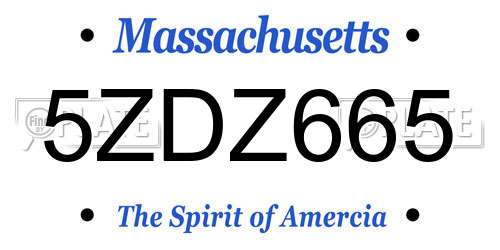 5ZDZ665 Massachusetts License Plate