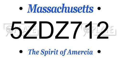 5ZDZ712 Massachusetts License Plate