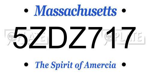 5ZDZ717 Massachusetts License Plate