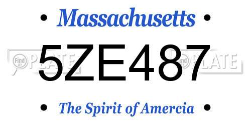 5ZE487 Massachusetts License Plate