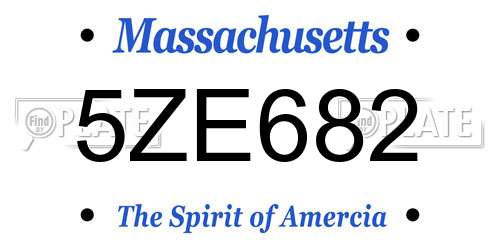 5ZE682 Massachusetts License Plate