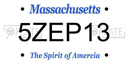 5ZEP13 Massachusetts License Plate
