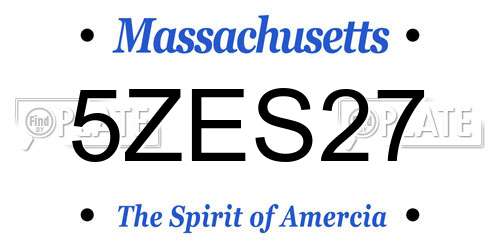 5ZES27 Massachusetts License Plate