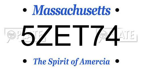 5ZET74 Massachusetts License Plate
