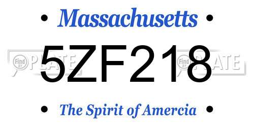 5ZF218 Massachusetts License Plate