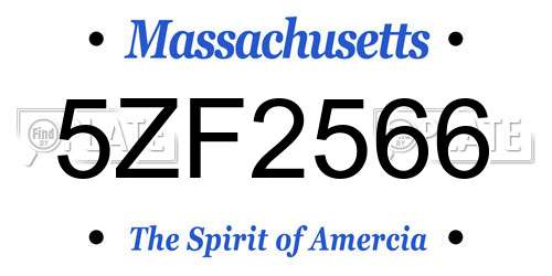 5ZF2566 Massachusetts License Plate