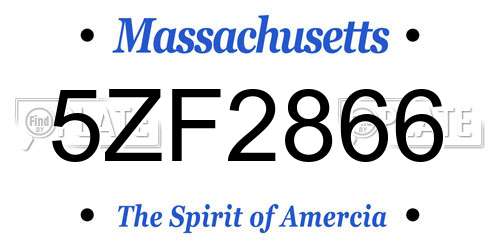 5ZF2866 Massachusetts License Plate