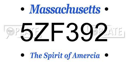 5ZF392 Massachusetts License Plate