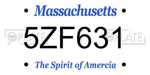 5ZF631 Massachusetts License Plate