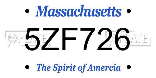 5ZF726 Massachusetts License Plate