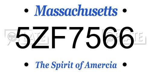 5ZF7566 Massachusetts License Plate