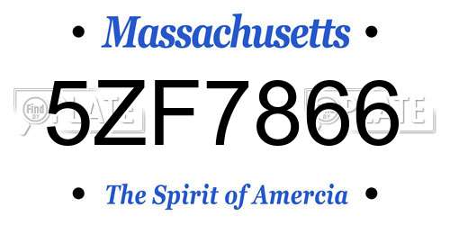 5ZF7866 Massachusetts License Plate