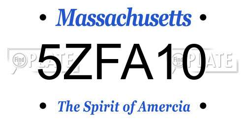 5ZFA10 Massachusetts License Plate