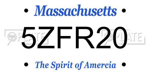 5ZFR20 Massachusetts License Plate