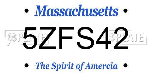 5ZFS42 Massachusetts License Plate