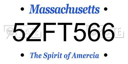 5ZFT566 Massachusetts License Plate
