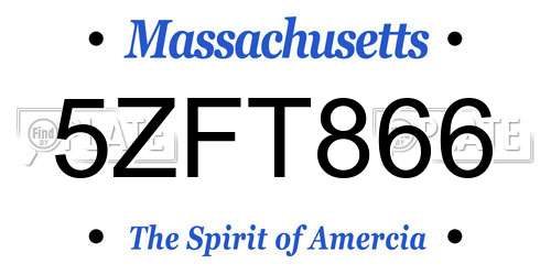 5ZFT866 Massachusetts License Plate