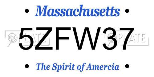 5ZFW37 Massachusetts License Plate