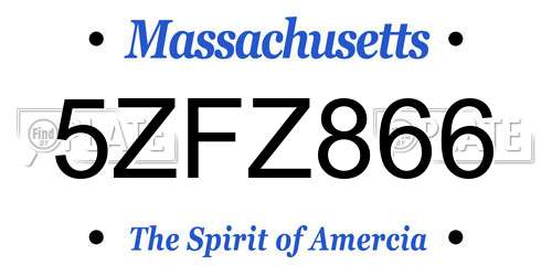 5ZFZ866 Massachusetts License Plate