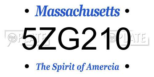 5ZG210 Massachusetts License Plate