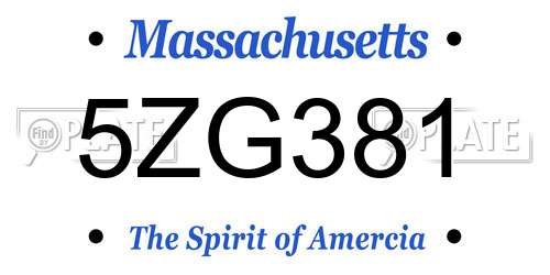 5ZG381 Massachusetts License Plate