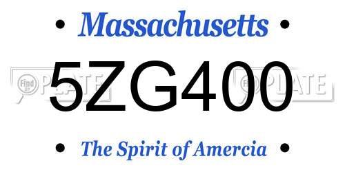 5ZG400 Massachusetts License Plate