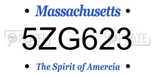 5ZG623 Massachusetts License Plate