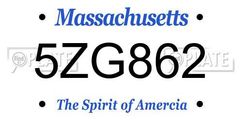 5ZG862 Massachusetts License Plate