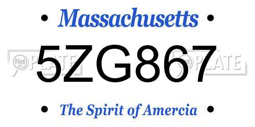 5ZG867 Massachusetts License Plate