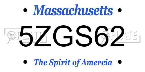 5ZGS62 Massachusetts License Plate