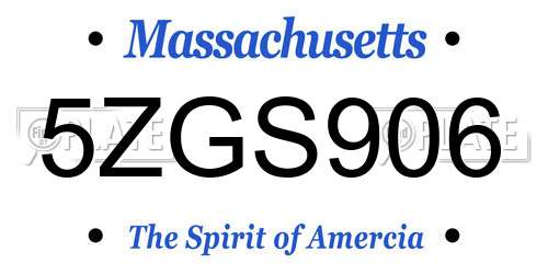 5ZGS906 Massachusetts License Plate