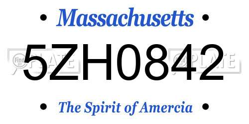 5ZH0842 Massachusetts License Plate