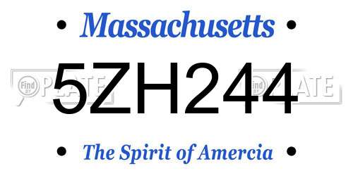 5ZH244 Massachusetts License Plate