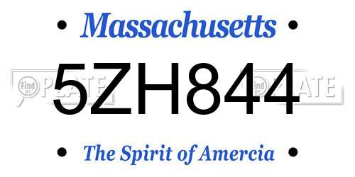 5ZH844 Massachusetts License Plate