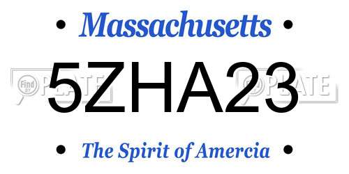 5ZHA23 Massachusetts License Plate