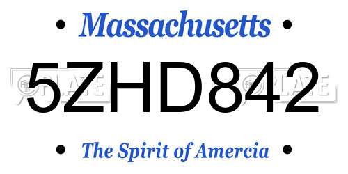 5ZHD842 Massachusetts License Plate