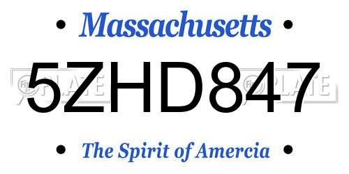5ZHD847 Massachusetts License Plate