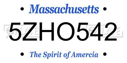 5ZHO542 Massachusetts License Plate