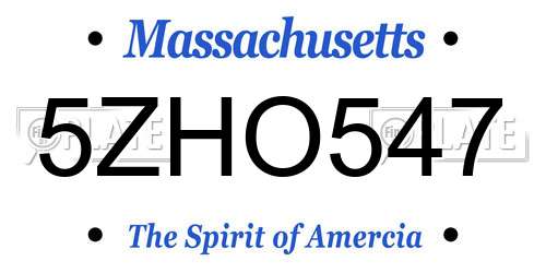 5ZHO547 Massachusetts License Plate