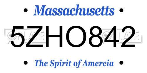 5ZHO842 Massachusetts License Plate